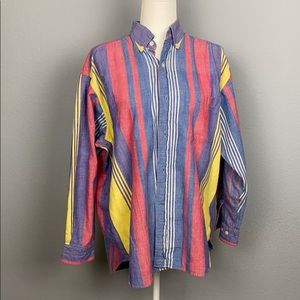 Pair Shine Vintage Colorful Strip Button Down